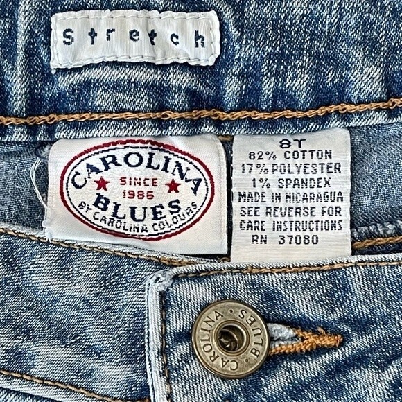 Vintage Carolina Blues Stretch Jeans Straight High Rise Blue Denim Size 8 Tall - Picture 5 of 15